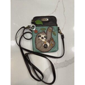 Chala Crossbody Cell Phone Purse Sloth Design with Leaf and Flower Charm